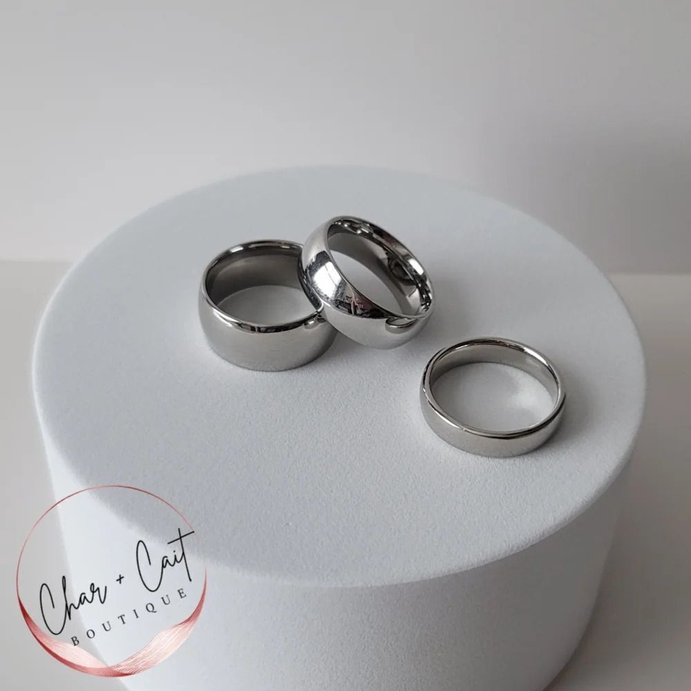 Stainless Steel Simple Silver-tone Ring Size 9 Various Widths